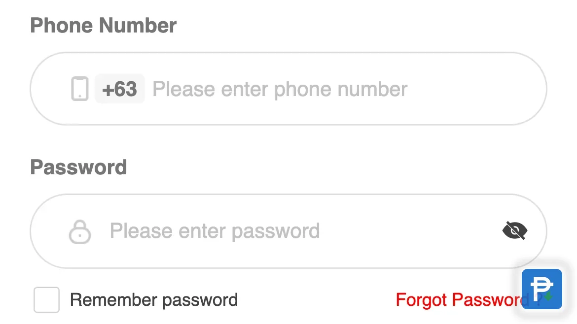The Novaluxia login screen with an empty +63 phone number field, a password field and the Remember password option