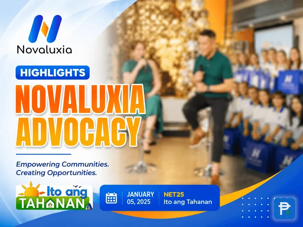Advocacy highlights card from NET25's Ito ang Tahanan show, January 5, 2025, two hosts on stage before an audience holding branded blue bags